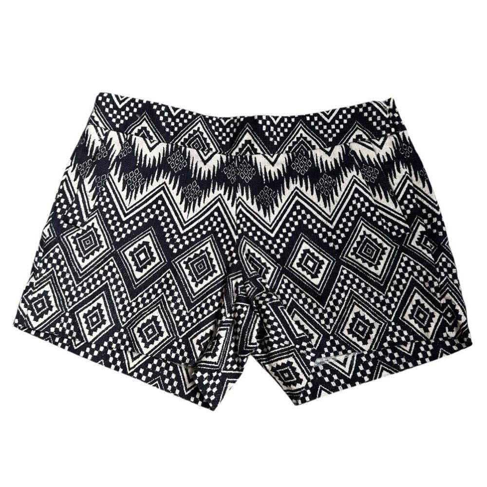 J.CREW Factory Women's Black Cream Chevron Ikat Print Cotton Short Shorts Sz 6